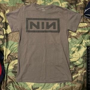 NIN 2022 tour puff print logo tee grey industrial men's size S/17.5